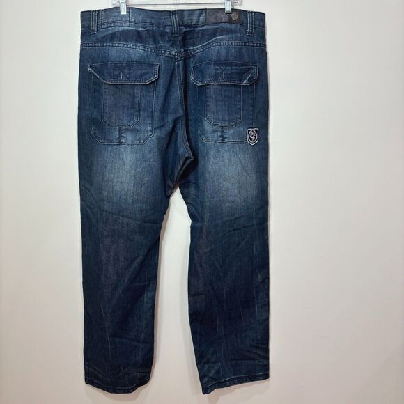 Eight 732 Blue Jeans Mens 40X34 Dark Wash Distress Streetwear Skater Hip Hop Y2K - Picture 6 of 15